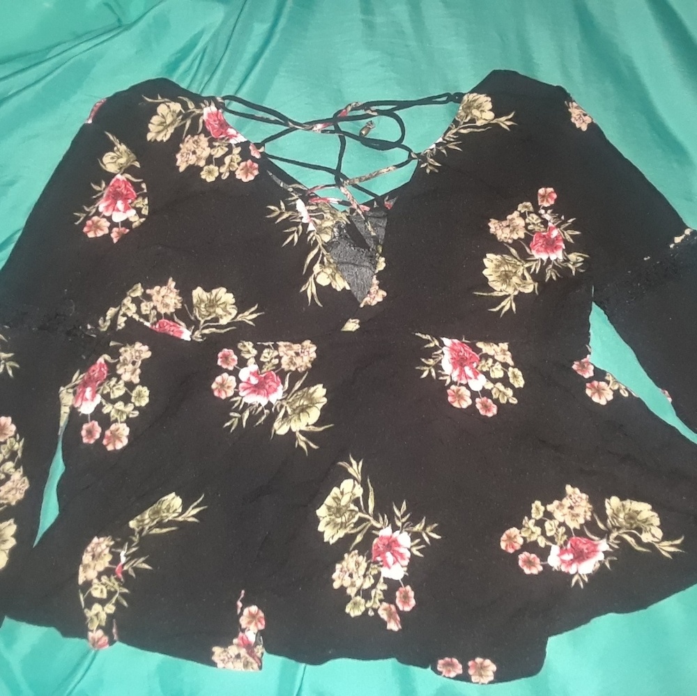 A dressy nice black flower printed shirt